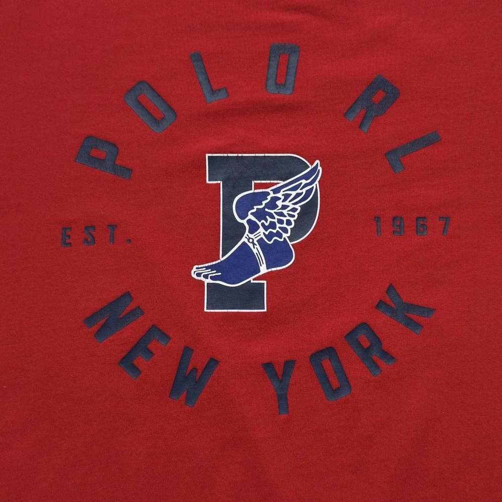 Polo Ralph Lauren P-Wing RL New York Mens XL T-Shirt Red Retro Stadium Style